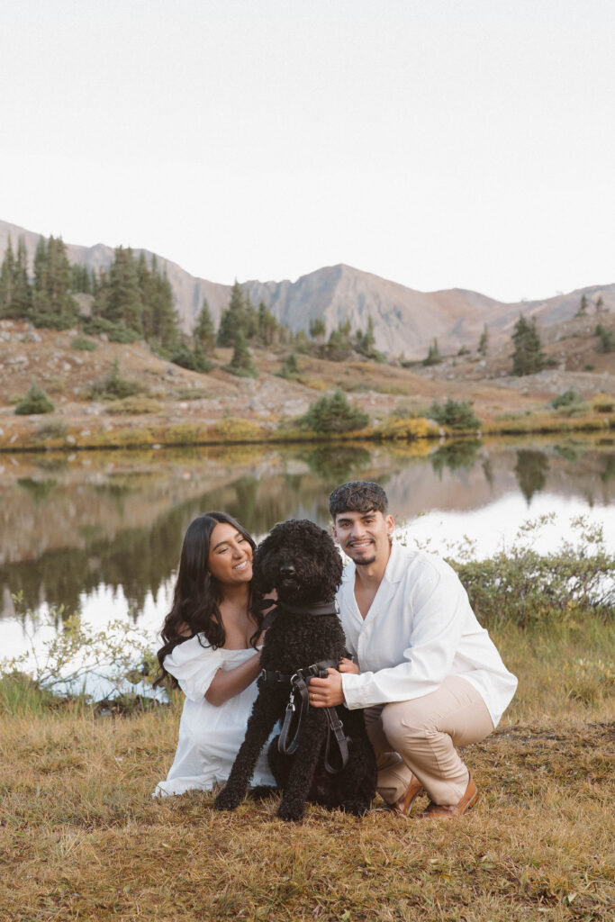 Dog adding a paw print to a Colorado marriage license at Loveland Pass