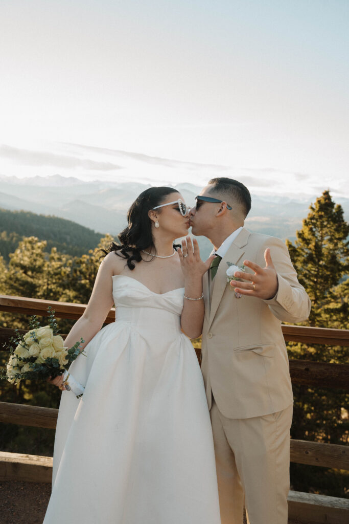 Golden hour at Lost Gulch Overlook during a Colorado elopement