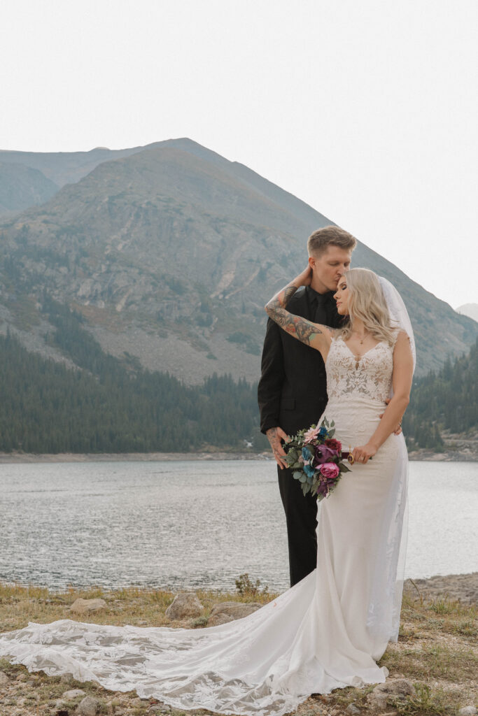 Bride and groom during a fall elopement in Breckenridge, Colorado